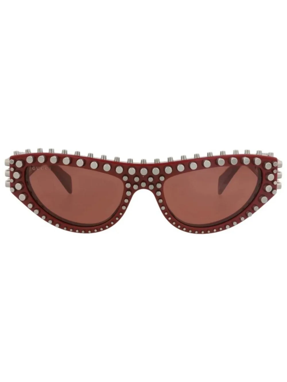 New Gucci Women's Sunglasses Cat Eye Recycled Acetate Frame Burgundy Burgundy